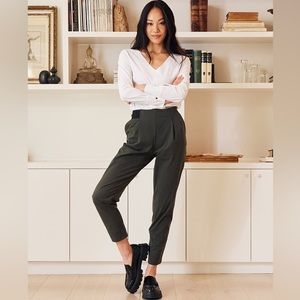 ADAY Olive Green High-Waist Tapered Trousers